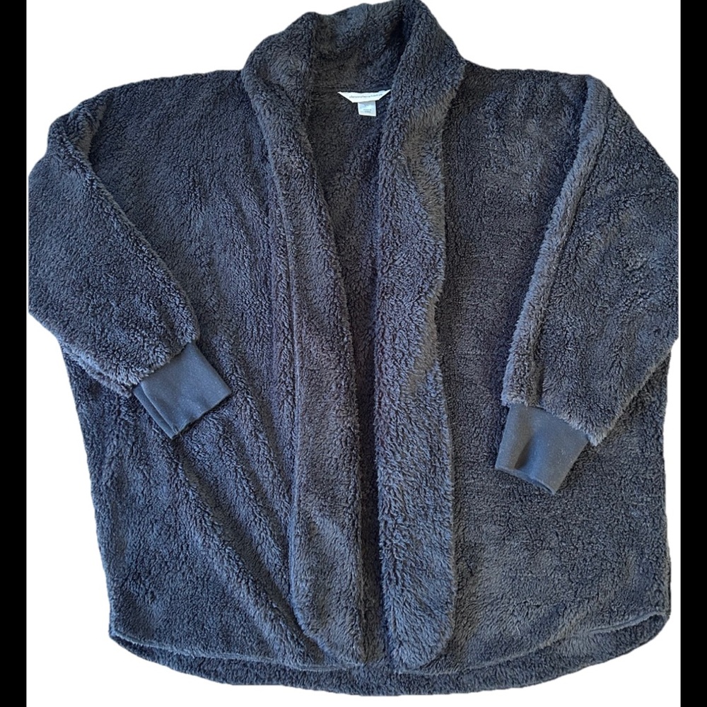 Christopher & Banks Oversized Black Soft Fuzzy Open Cardigan S/M